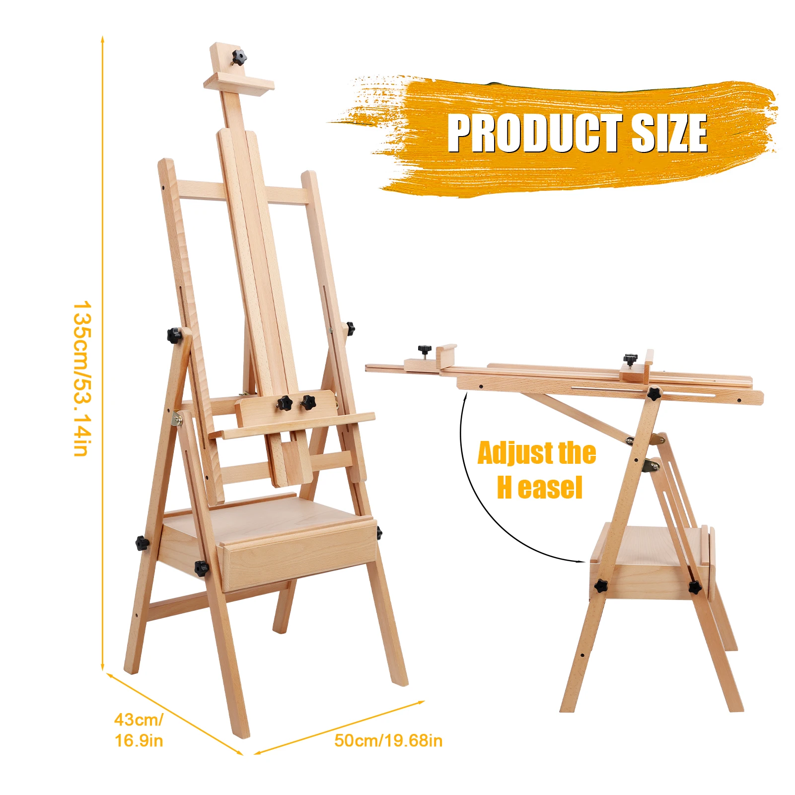 Wooden French Sketchbox Easel with Drawer Adjustable Studio Field Sketch Box Easel Easel Stand for Accessories Sketching Artist