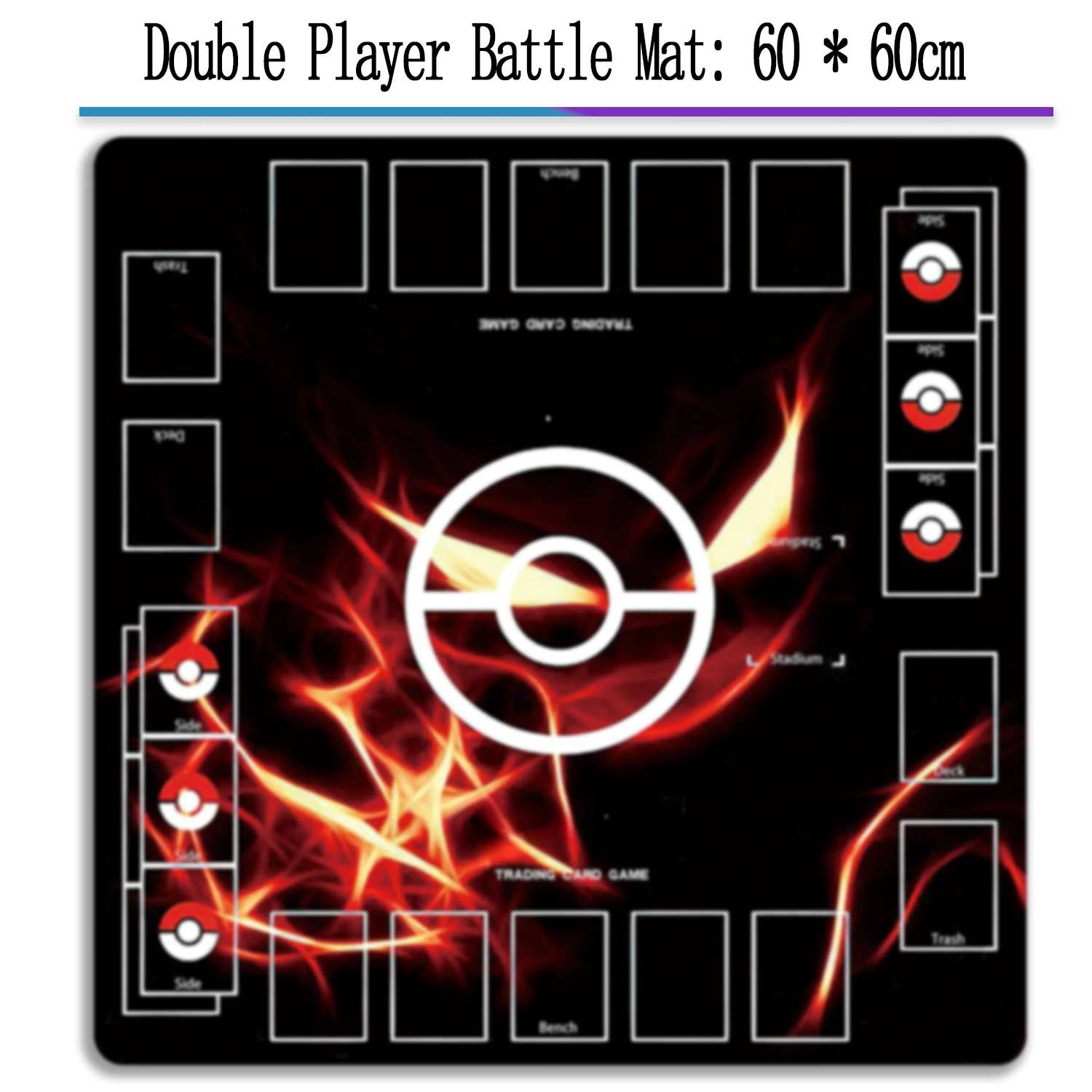 PTCG Cards Battle Black Playmat Pad Two Person Single Player Battle Mat