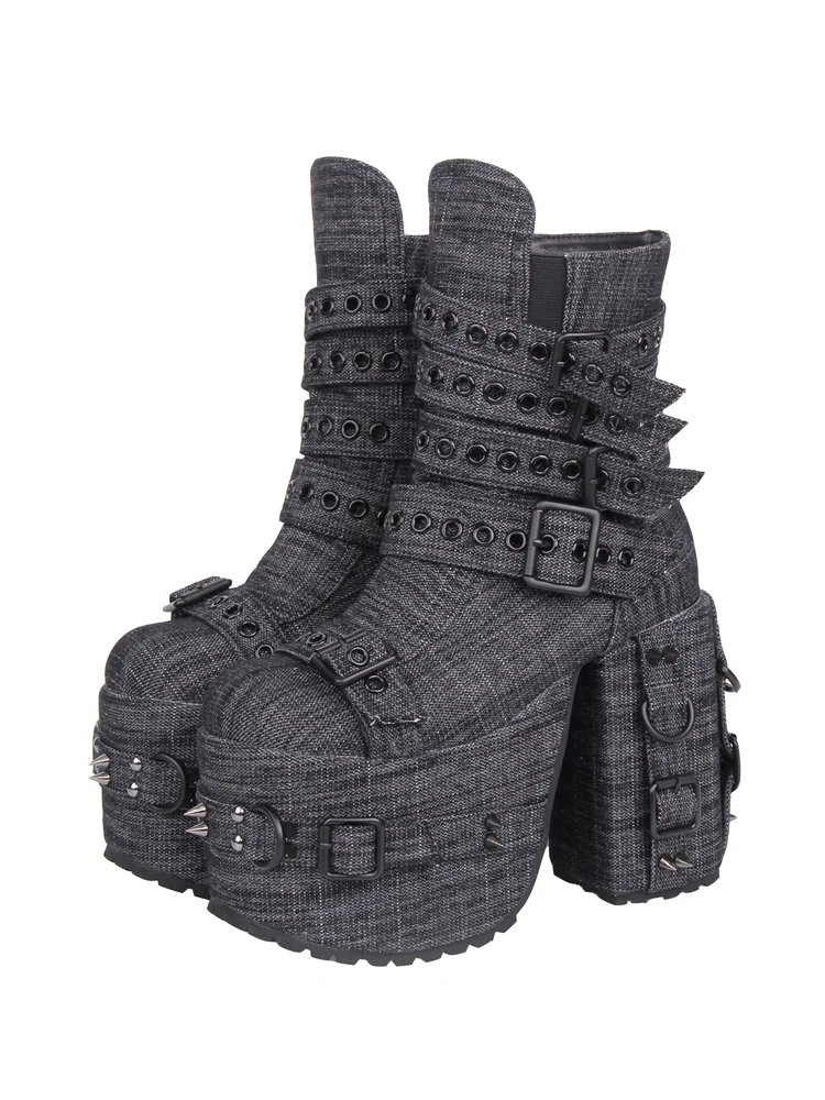 2025 New Product Classic Autumn/winter Gothic Punk Round Head Super Heel High Belt Buckle Short Boots For Girls Fashion Boots