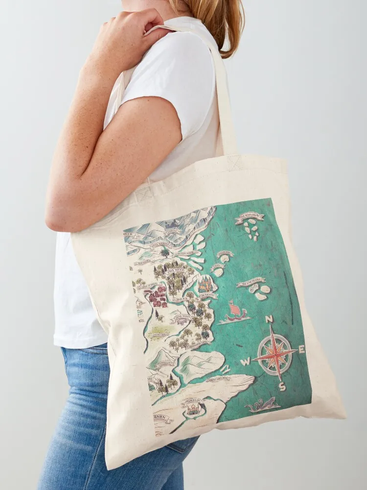 خريطة حقيبة حمل نارنيا، حقائب قابلة لإعادة الاستخدام، حقيبة قابلة للطي وقابلة لإعادة الاستخدام، حقيبة تسوق للنساء #1