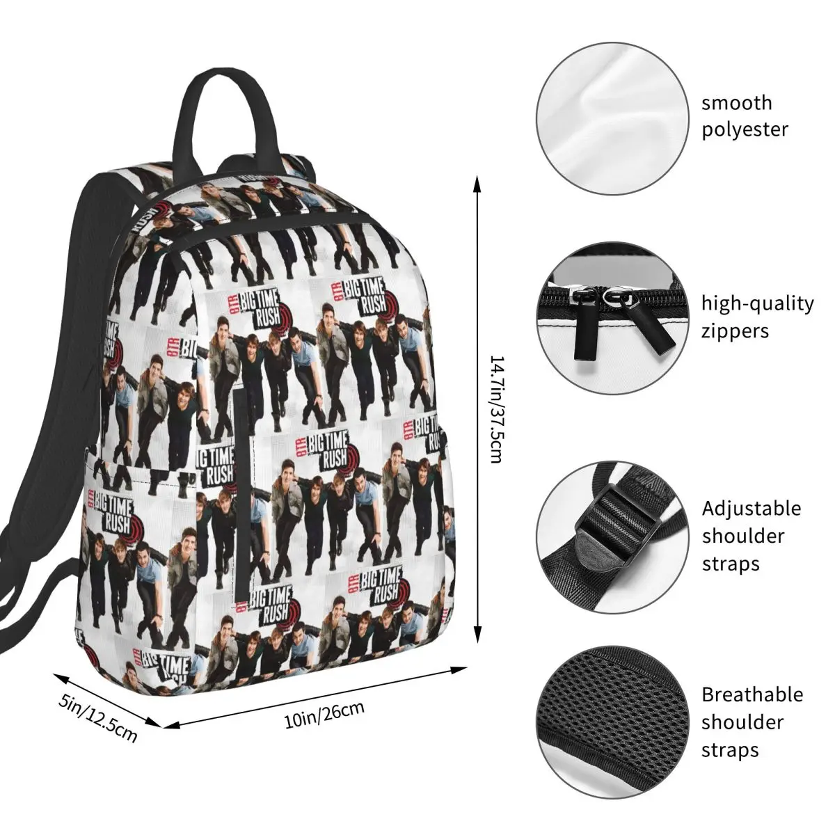 Big Time Rush BTR Backpack Student BookBag Kids School Bag Laptop Shoulder Bags Boys Girls