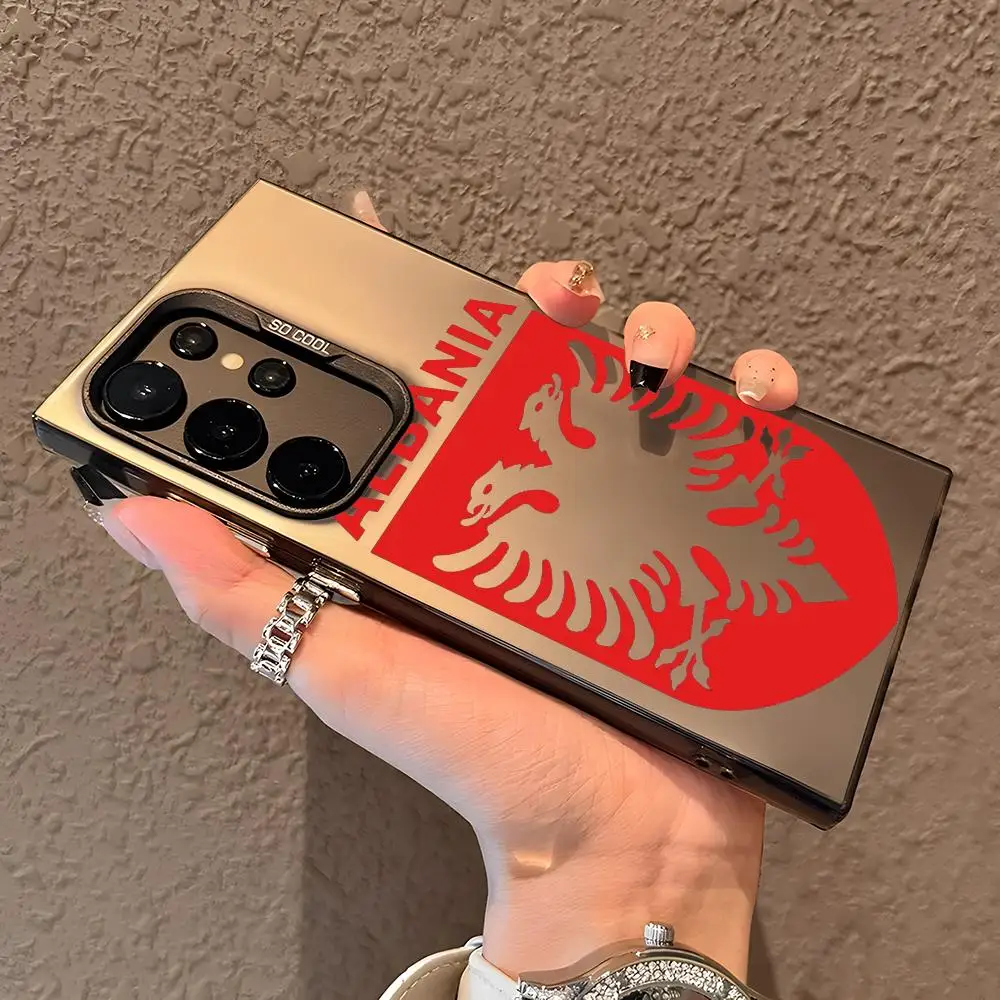 ألبانيا العلم قضية الهاتف لسامسونج غالاكسي S25 S24 S23 S22 S21 الترا زائد الليزر الصلب أسود أبيض أرجواني حالات غطاء #2