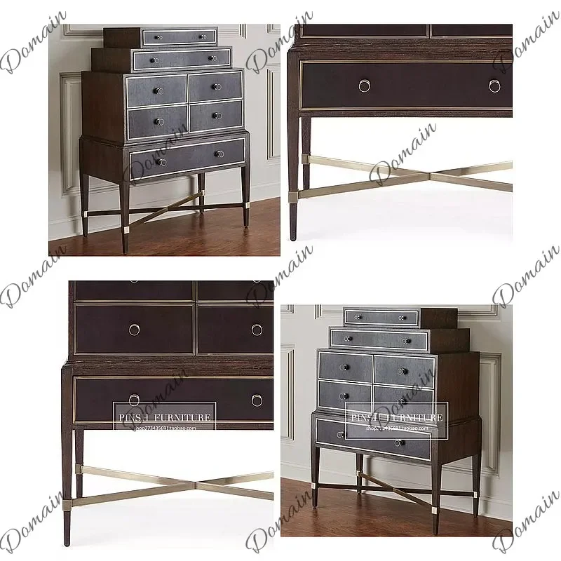 N81 Nordic Retro 7-Drawer Chest Solid Wood Storage Cabinet, Vintage Luxury for Living Room BedroomL81