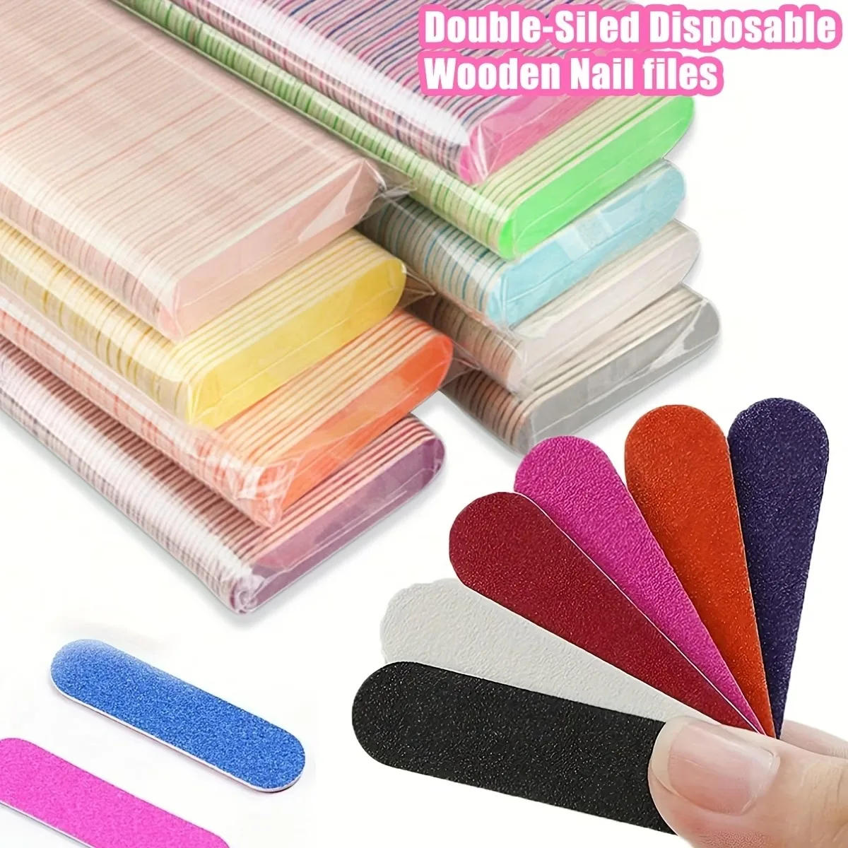 Limas de uñas de doble cara, Mini juego de bloques de tope de lijado de madera para esmalte de Gel, manicura y pedicura, herramientas profesionales para decoración de uñas