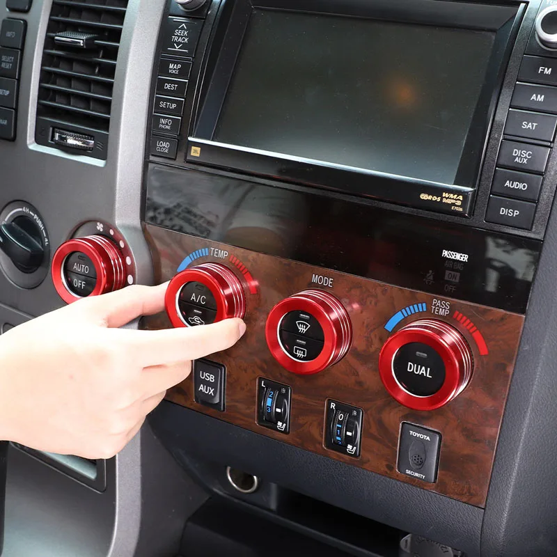 

4piece set Aluminum alloy For Toyota Tundra Sequoia 2007-2013 car air conditioning knob ring decorative sticker car accessories