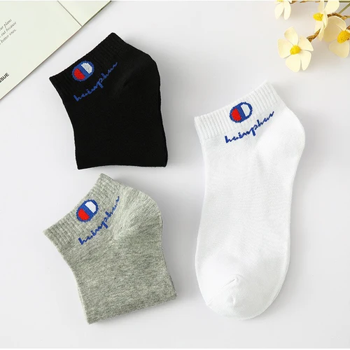 Imagen 2 del producto 5/10/20 pares de calcetines tobilleros de algodón para hombre, calcetines clásicos de moda en blanco y negro, calcetines deportivos atléticos de malla transpirable para verano