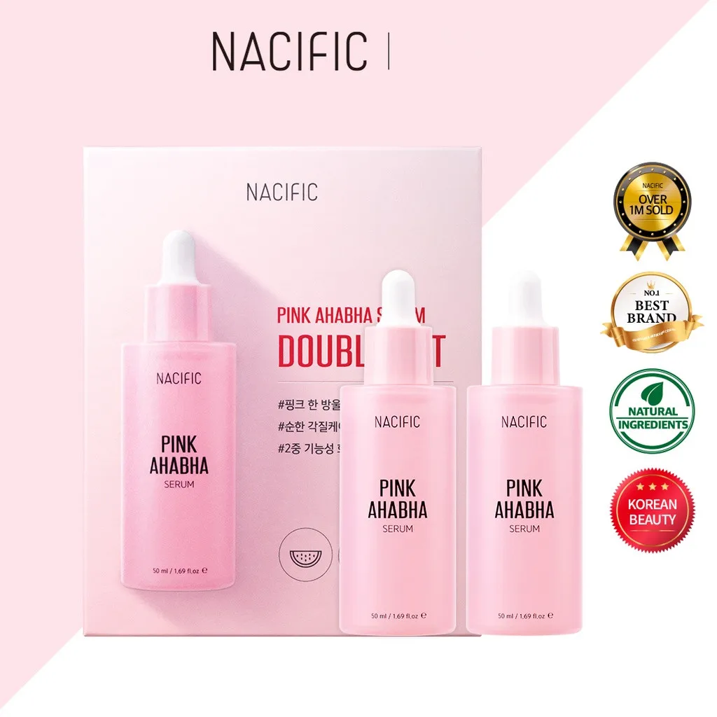 Nacific PINK AHABHA Serum Double Set (2pcs *50ml) Remove Dead Skin Cell Improve Tone Vitamin Mineral Promote Moisture Wrinkle