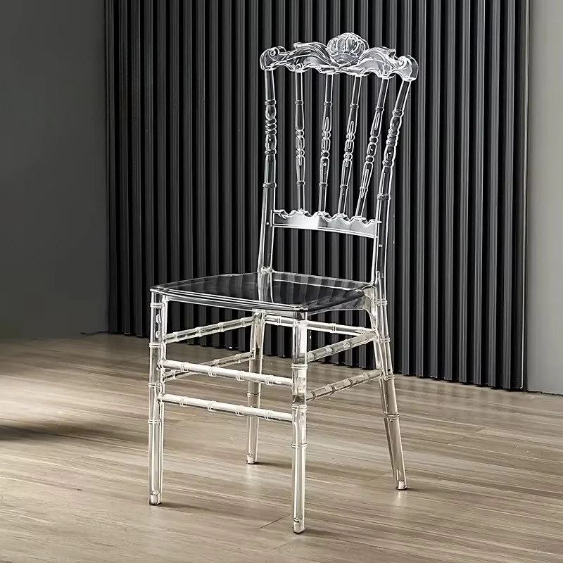 Transparent Acrylic Crystal Chair For Wedding Banquet Hotel Outdoor Event Durable Plastic Napoleon Style Clear Dining Seat