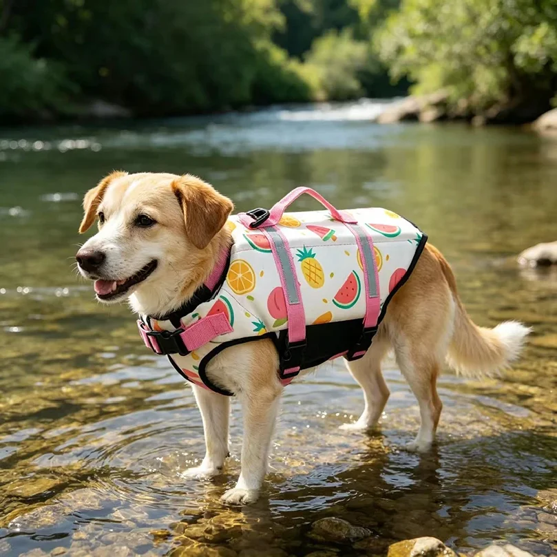Summer Dog Life Jacket Reflective Adjustable Large Dogs Swimwear Safety Vest Surfing Sailboat Enhanced Buoyancy Pet Lifejackets view 4
