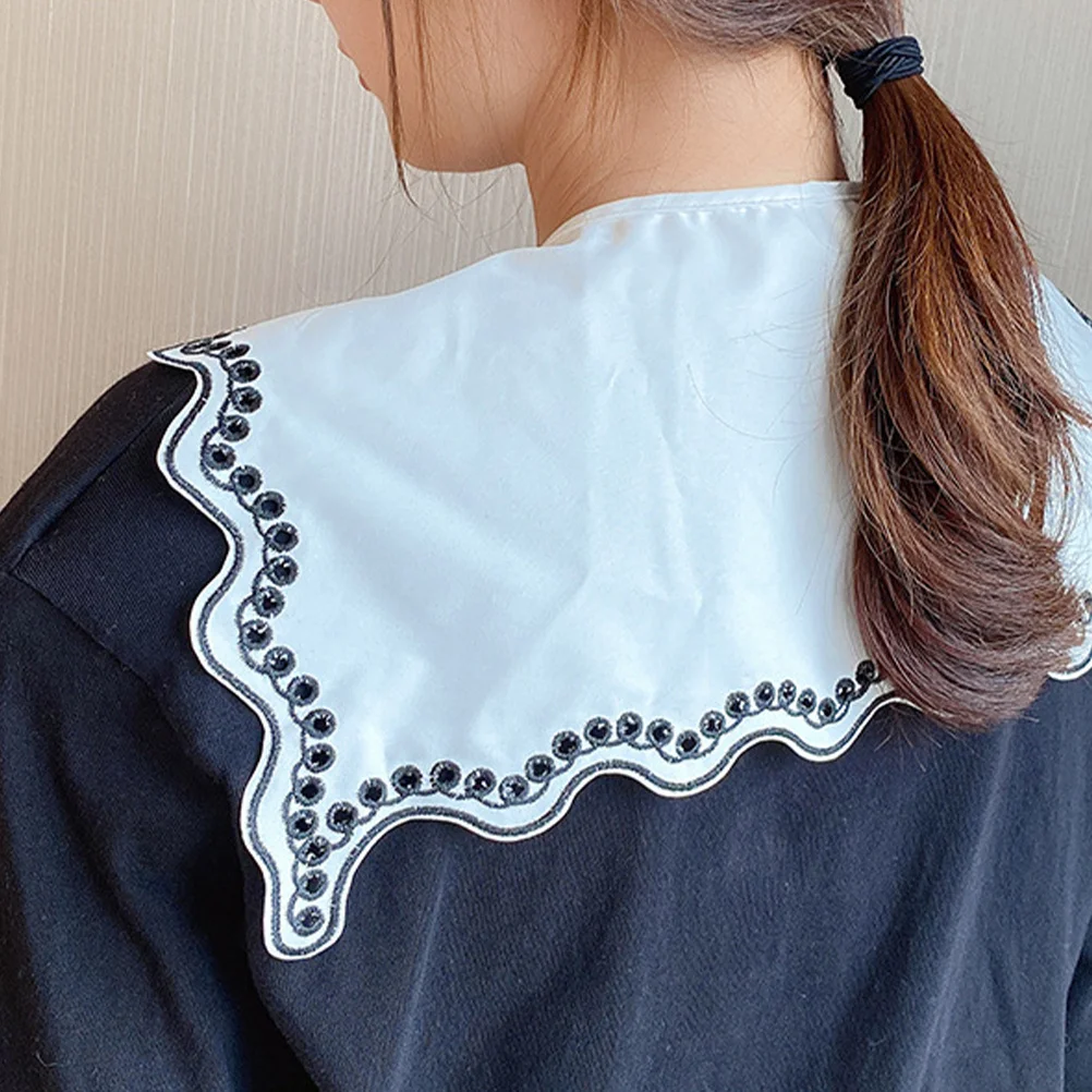 1 pçs preto all-match colar falso feminino colar falso algodão leve destacável elegante roupas decoração acessório