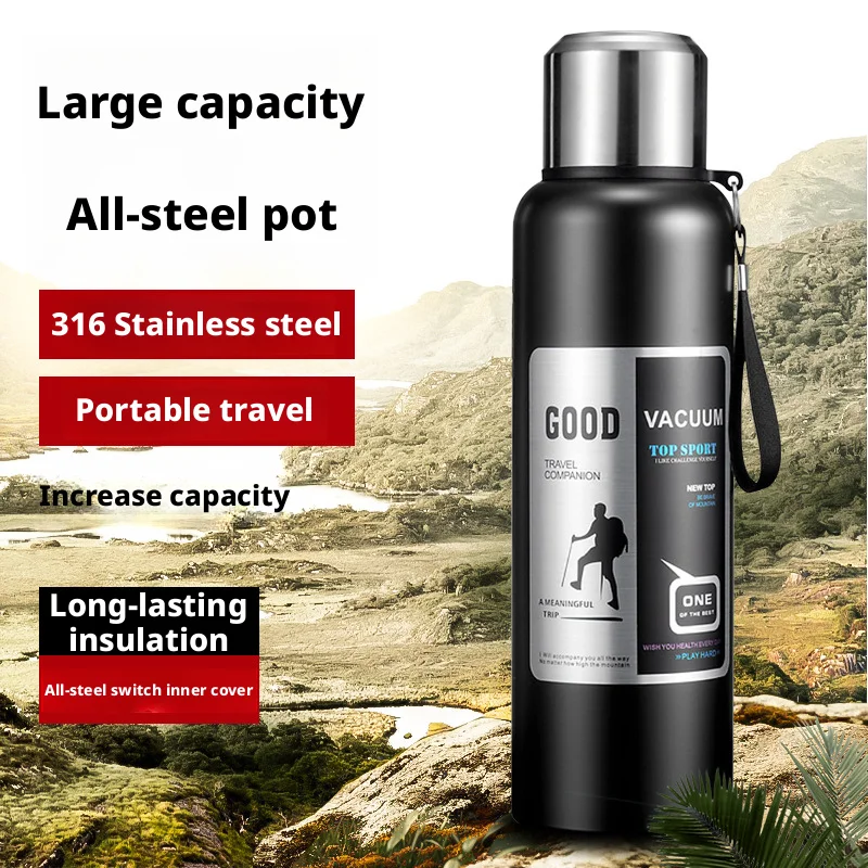 

316 Stainless Steel Water Bottle 600ml 800ml Outdoor Men Insulated Tea Cup Portable Thermos with Infuser