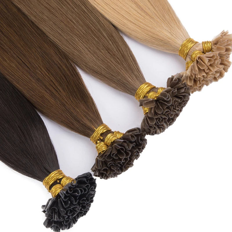 U Tip Human Hair Extensions 26 Inch Nail Tip Hair Extensions Real Human Hair Ombre Color Blonde Nail Tip Extensions 50 Strands