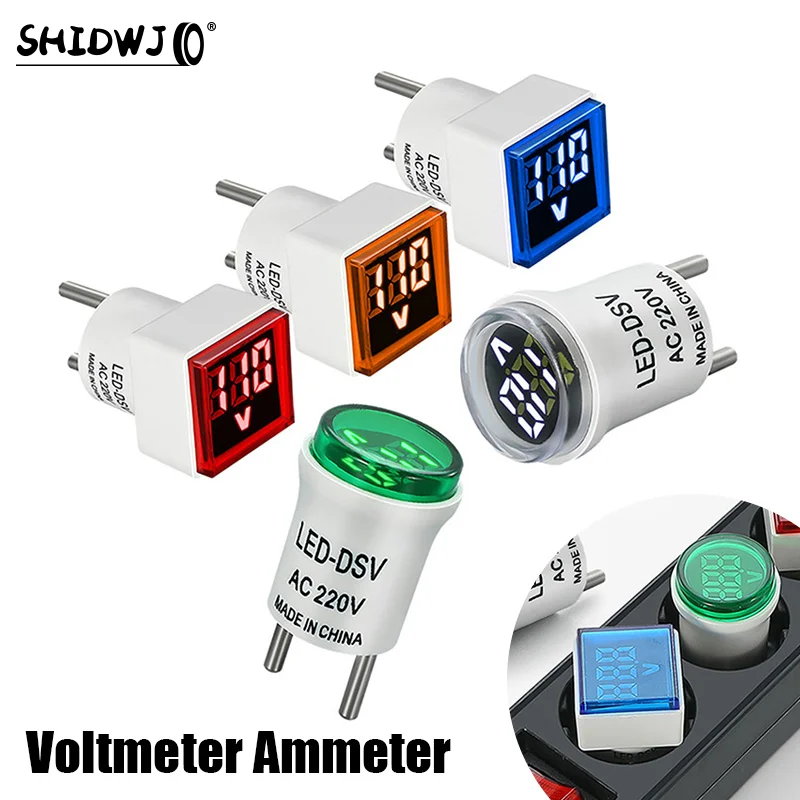 Euro Plug AC220V LED Digital Voltmeter Ammeter Voltage Tester Monitor Voltage Current Meter Detector Voltmeter Indicator