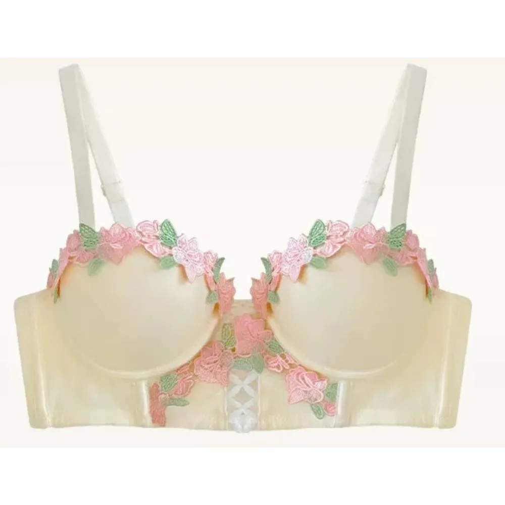 Sweet Japanese Style Women Lingerie Set Pure Desire Sexy Push‑Up Wireless Thin Cup Bra Summer Soft Comfort Brassiere 32‑38 size