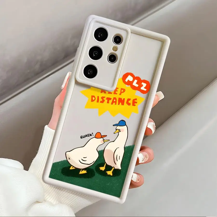 حافظة لهاتف سامسونج جالاكسي S22 S24 Plus S24Ultra S23 FE S20FE S21 S25 Edge S25 Ultra Cartoon Duck