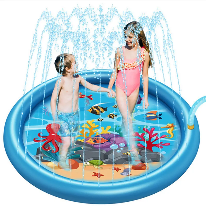 

170cm Big Inflatable Wading Spray Pool Sea World Pattern Splash Pad Outdoor Sprinkler for Kids Children Water Play Mat Non Slip