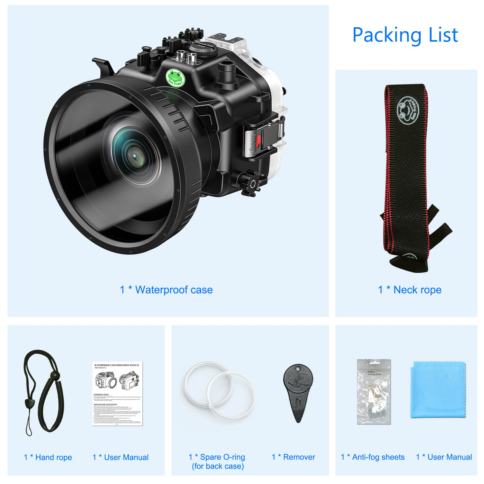 Seafrogs [40M/130FT] Custodia per fotocamera subacquea Custodia per immersione impermeabile per Sony A7M4 16-35MM 28-70MM 90MM