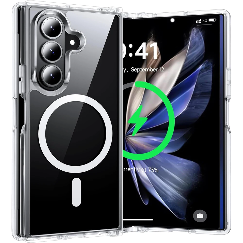 Clear Case For Magsafe Magnetic Wireless Charging Hard Plastic Cover For Samsung Galaxy Z Fold 8 7 6