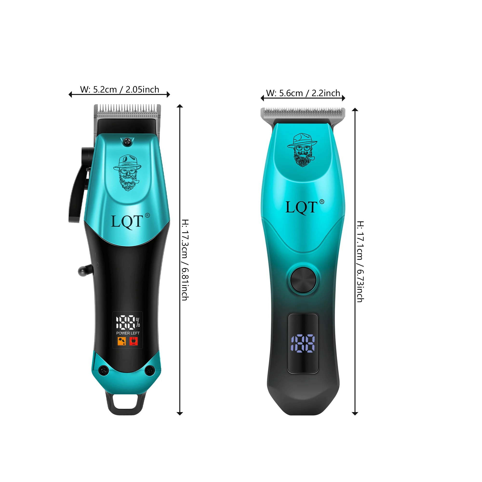 LQT Professional Hair Clipper & Zero Gap Trimmer Set LCD Digital Display Barber Cutting Machine USB Rechargeable