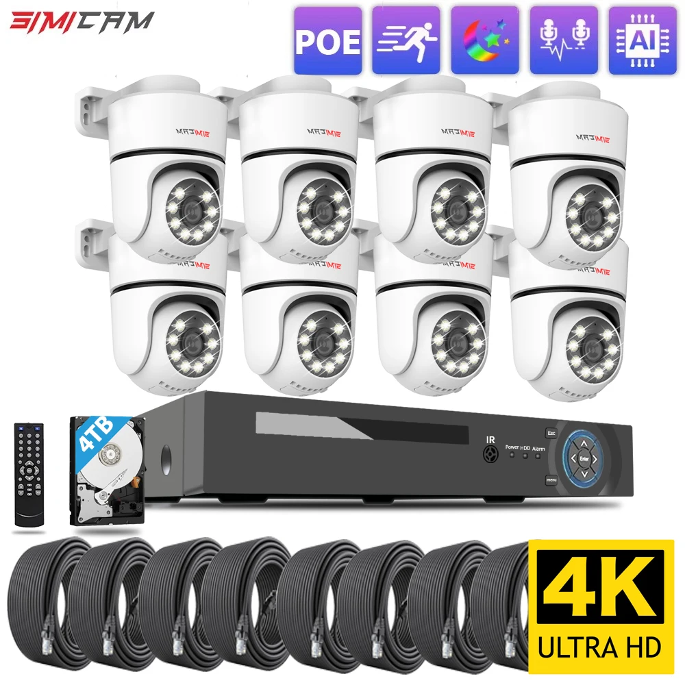 

4K PTZ Outdoor/indoor Surveillance Camera Kit 8CH NVR POE Intelligent Alarm Dual Light Full-color Night Vision Two Audio P2P