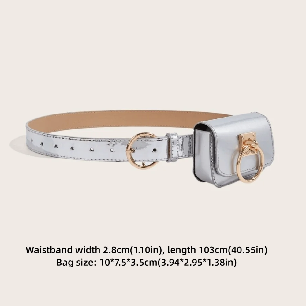 New Square Women Vintage Belt Bag PU Leather Travel Waist Purse Gothic Fanny Packs Y2K Style Dual-purpose Metal Buckle Belts