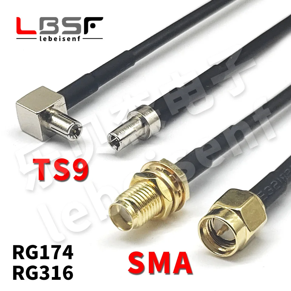TS9 Elbow Revolution SMA Female F Female TS9-JW to SMA-K RG174 RG316 RF Adapter Cable
