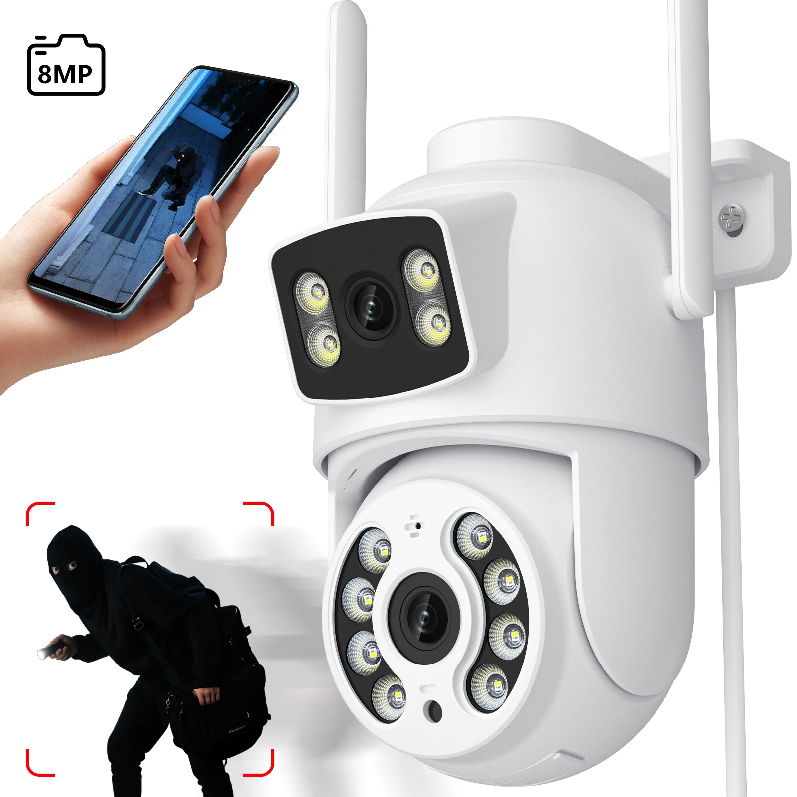 BESDER 4K Wifi Outdoor Security Camera Dual-Lens Human Detection Night Vision 8MP Wireless IP CCTV ICsee
