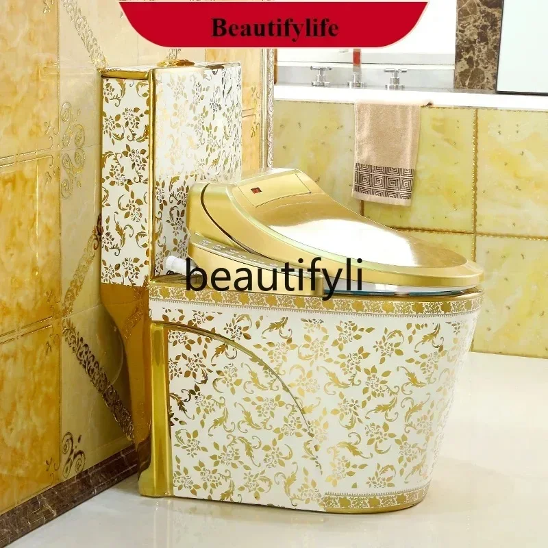Z189   European retro gold smart toilet with instant heating seat cover and body cleaner, fully automatic cleaning and drying