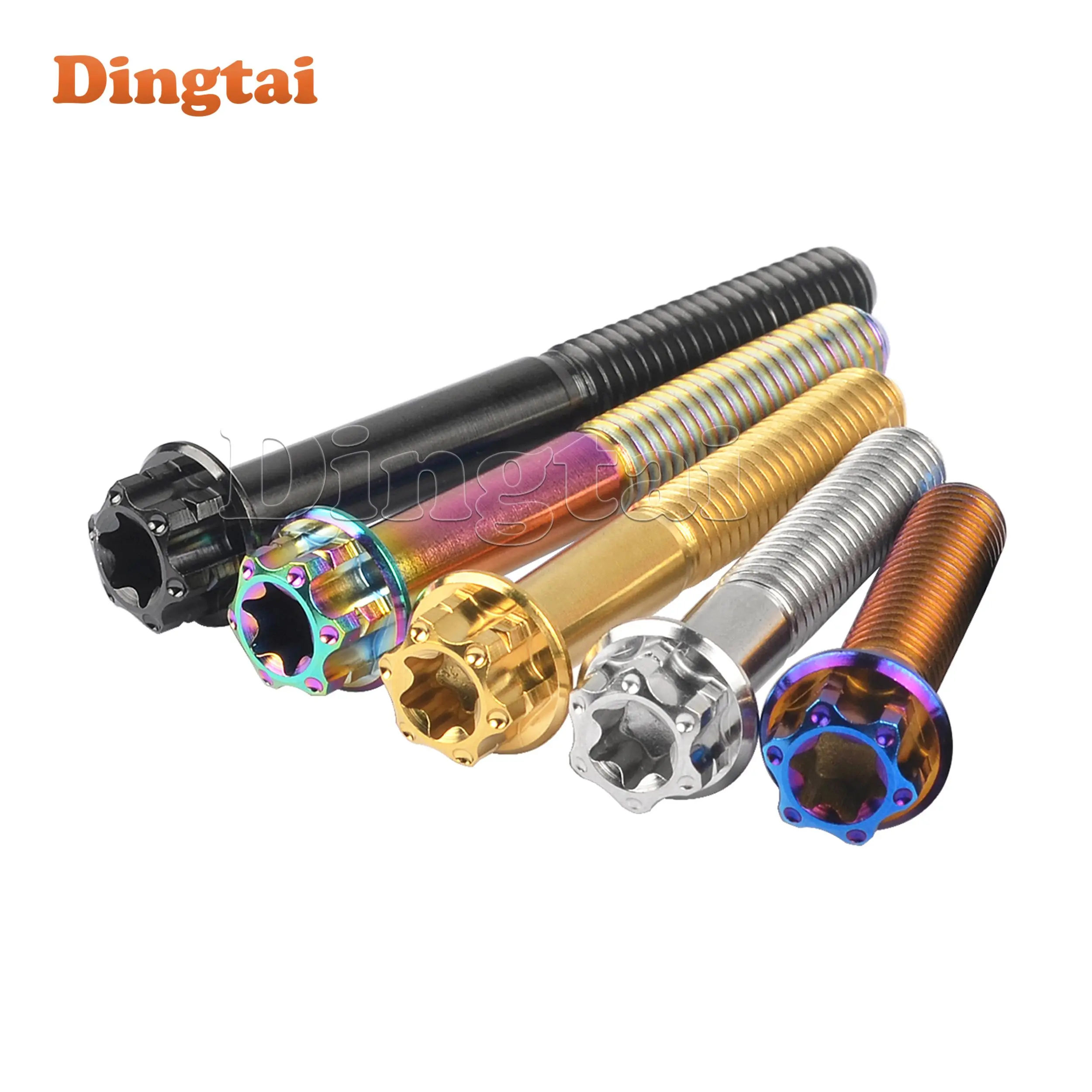 Dingtai Titanium Bolt 10PCS M6x10 15 20 25 30 35 40 45 50 55 mm Flange Torx Head Screw for Bike Motorcycle Car Modifications