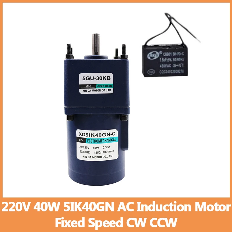 

220V 40W AC gear reducer motor With capacitance single phase motor fixed speed small motor