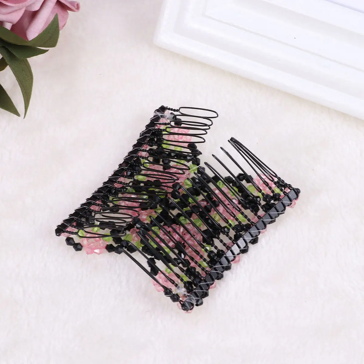 

Расческа для волос ручной работы в форме розы, двухрядная, легкая, с прочной фиксацией, для всех типов волос, заменяет большие зажимы, удобна для укладки и комфортна в использовании.