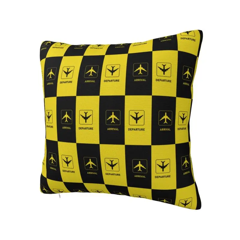 Custom Fashion Aviation Arrival Departure Cushion Covers Velvet Aviator Airport Plane Pillow for Sofa Car Square Pillowcase Home