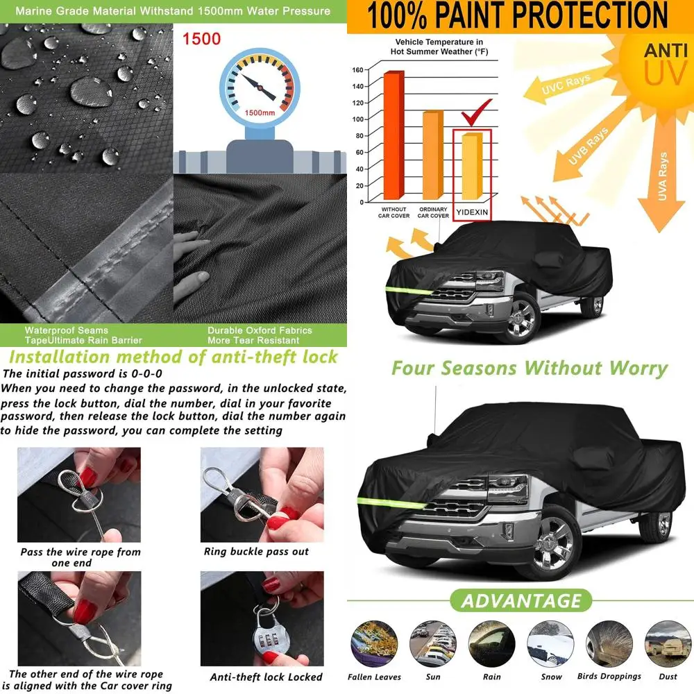 

Водонепроницаемый чехол для автомобиля на заказ для Chevrolet Silverado 1500 2500 3500 Crew Cab 6.6ft Short Bed (2000-2026 гг.), материал 190T, Win