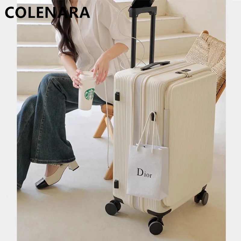 

COLENARA Travel Luggage 20"22"24"26"28 Inch Large Capacity Trolley Case ABS+PC Boarding Box Universal Wheel Rolling Suitcase