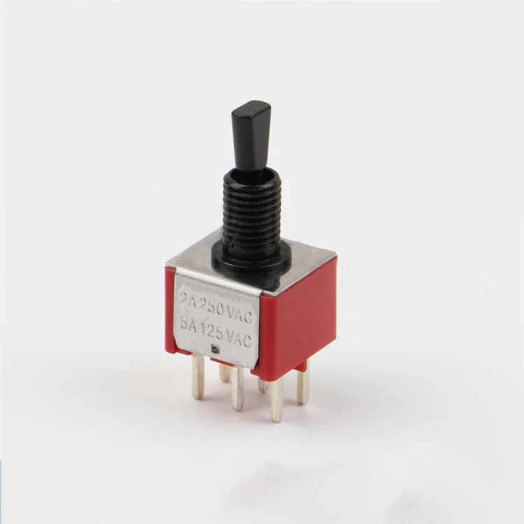 DTS-102-E1-TO-21MM short flat handle button rocker arm switch Airplane model handle vertical straight six pin two gears