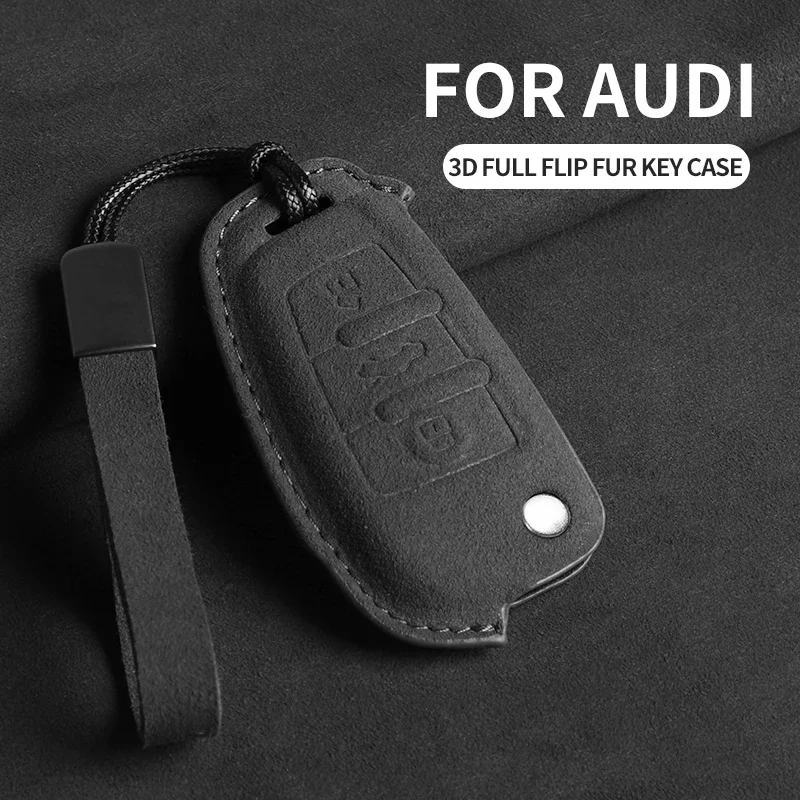 

Suede Car Flip Key Case Cover for Audi A1 A3 A4 8P 8L 8V A5 B6 B7 A6 A7 C5 C6 Q3 Q5 Q7 4F S3 S4 S6 RS3 TT for Audi Car Shell Fob