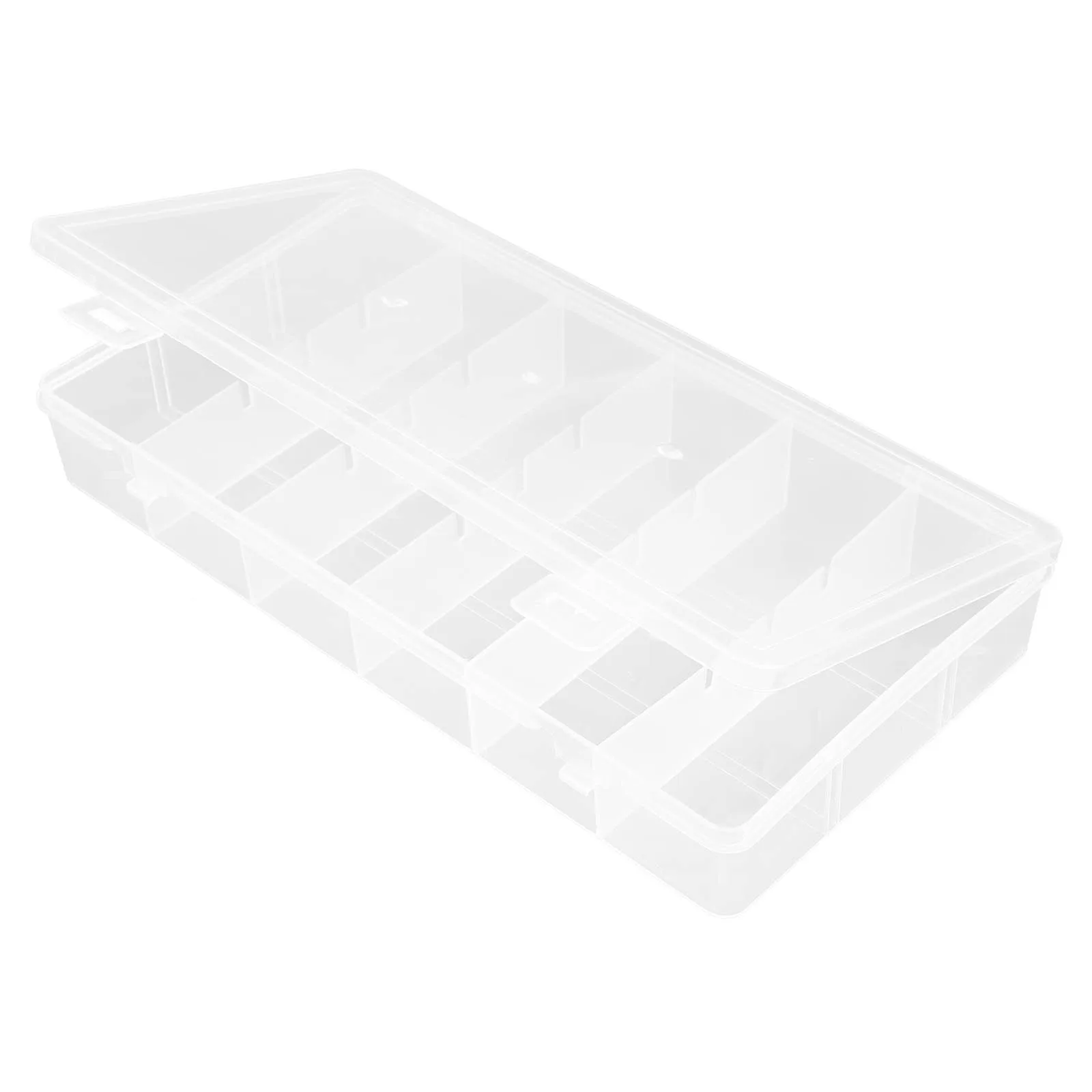 

2pcs Rectangular Plastic Organizer Box Transparent Storage Container Detachable Compartments Beads Hardware Divider Box