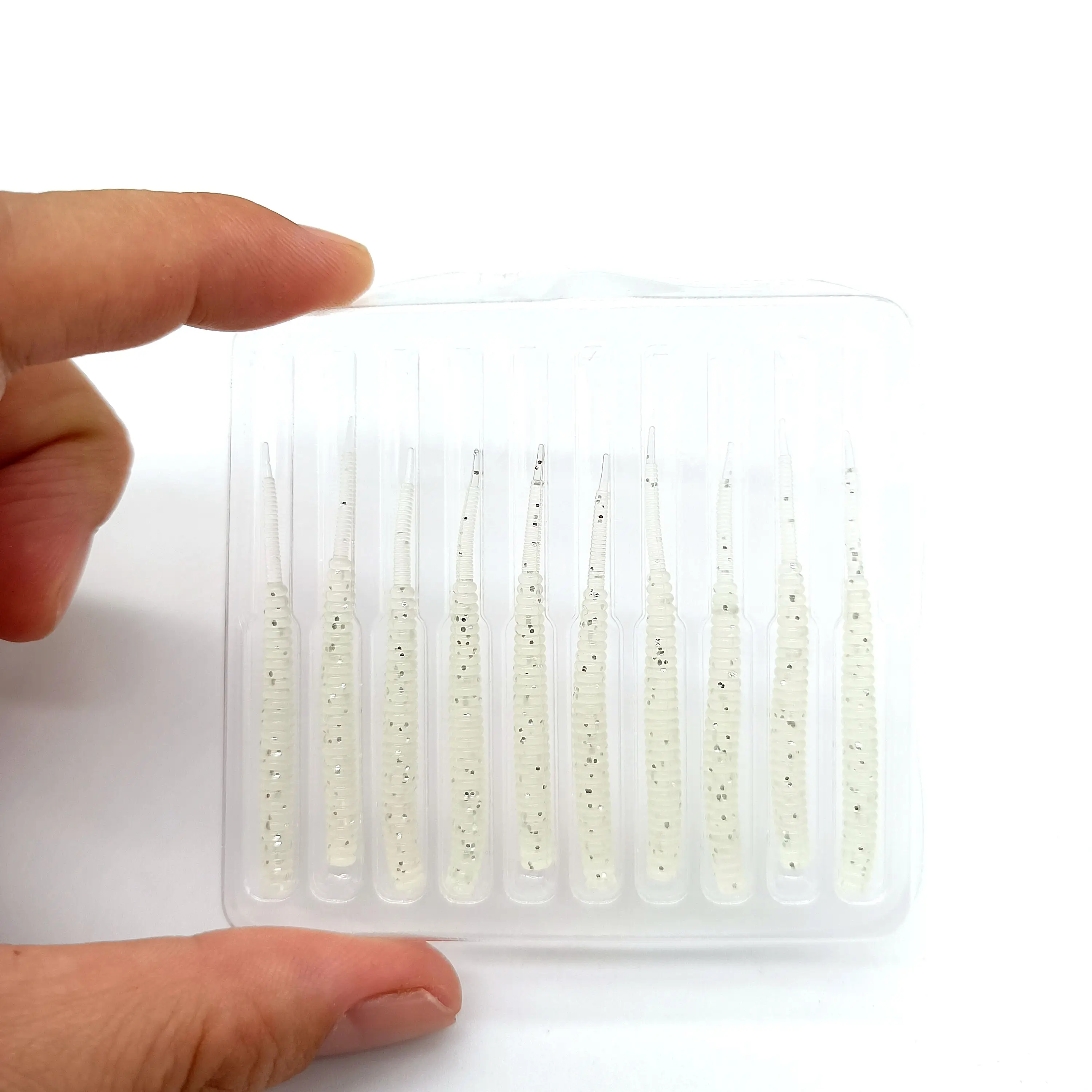 DUODUOYU 10 TEILE/LOS Kleine Weiche Angeln Locken 0,4g/40mm Wobbler Künstliche Nadel Schwanz Silikon Köder Wurm köder Angelgerät – Detail 5