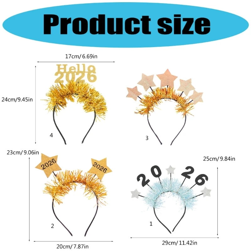 New Year Headbands for Women Men New Year Eve Hat Hairbands Hair Accessories