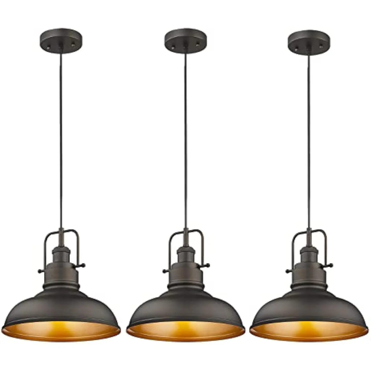 

3 pack farmhouse oil rubbed bronze pendant lights for kitchen island bundle, 016-1-3pk orb
