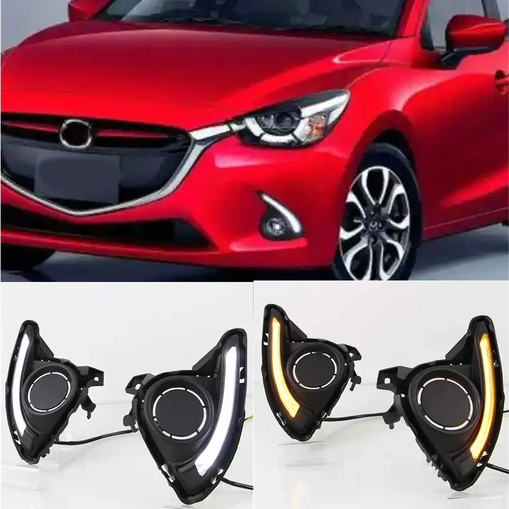 Led Drl Daytime Running Light For Mazda 2 Demio 2015 2016 2017 Fog Lamp 12V Daylight
