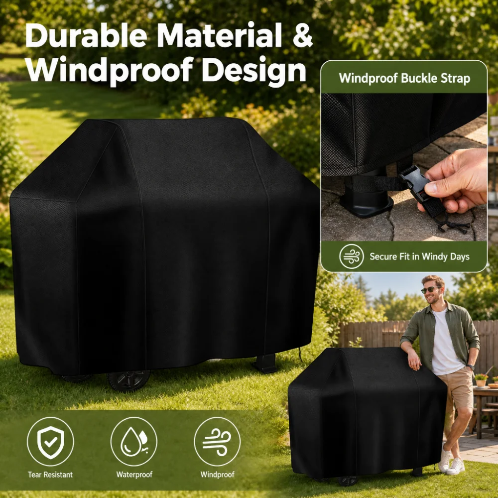 BBQ Grill Barbeque Cover  Anti-Dust Waterproof Weber Heavy Duty Charbroil BBQ Cover Outdoor Rain Protective Barbecue Cover
