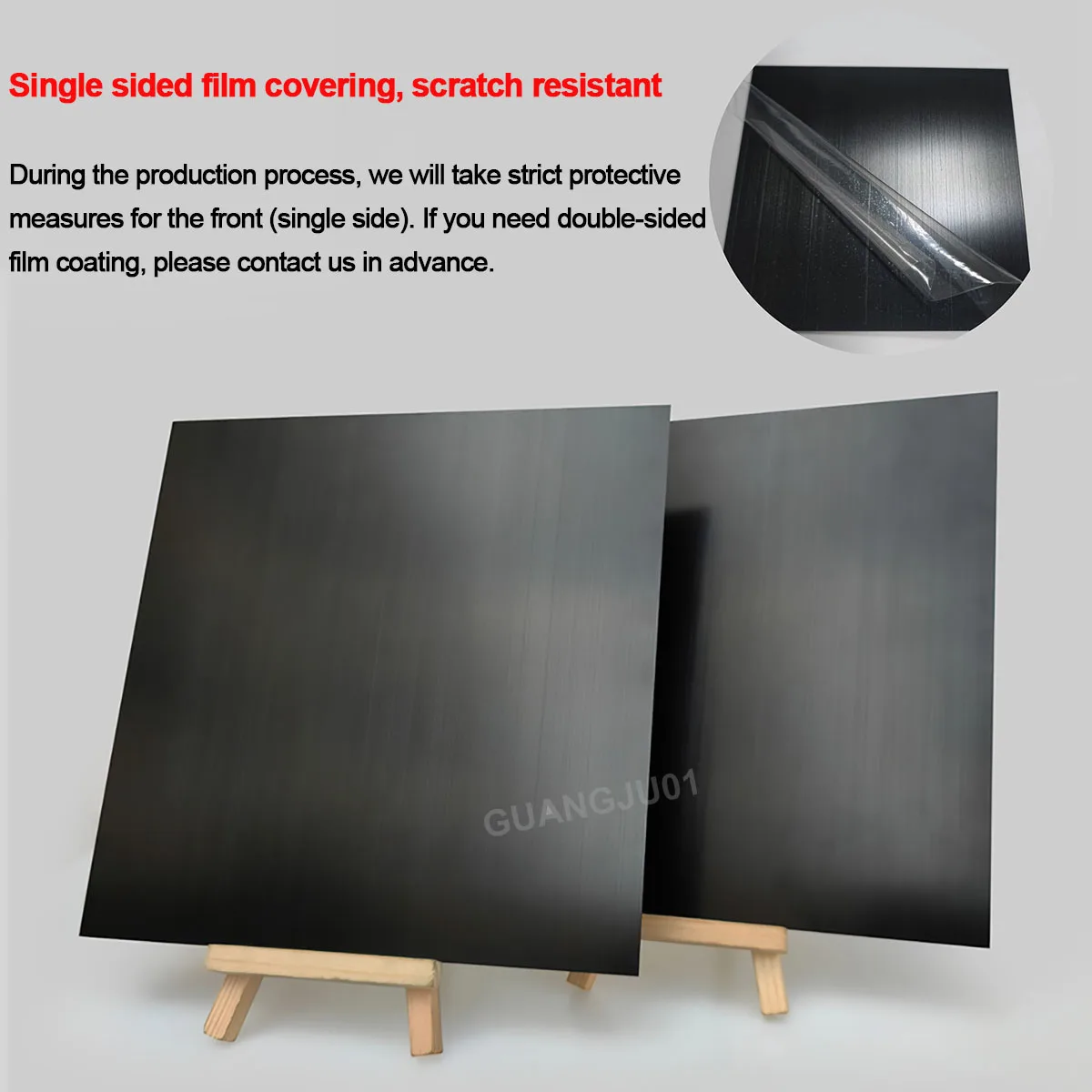 Schwarz gebürstete eloxierte Aluminiumplatte, Dicke 0,5/0,8/1/1,5/2 mm, 100 x 100 mm, 200 x 200 mm, 200 x 300 mm, 300 x 300 mm – Detail 3