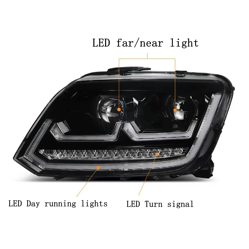 Pop Car Lamp For Amarok 2011-2019 LED Auto Headlights Assembly Upgrade Dynamic Signal Lamp Bifocal Lens LHD RHD Tool Accesso