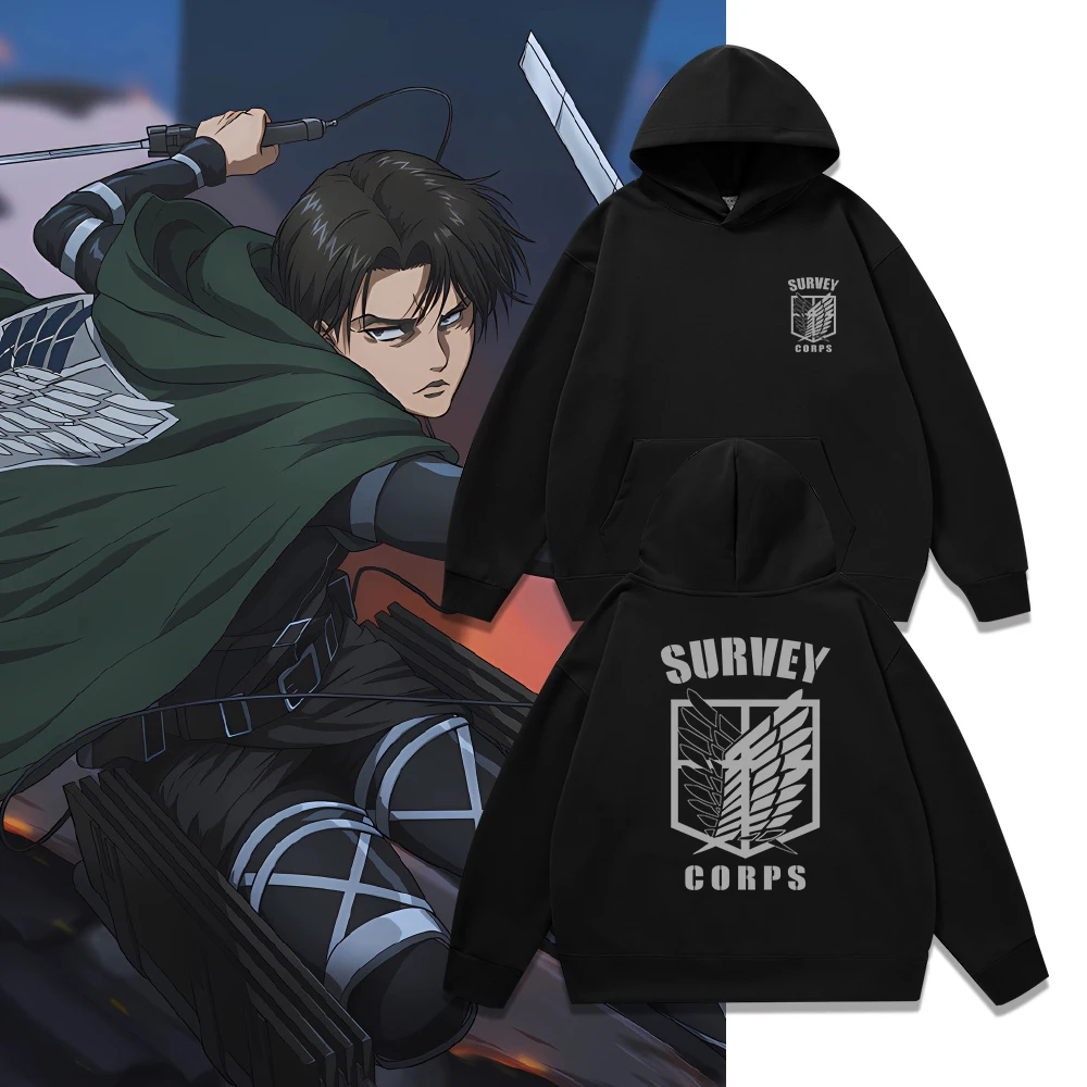 暖かさ保証-進撃の巨人-パーカー-ユニセックス-長袖-コットンブレンド-スウェットシャツ-インナー-ウェア-tシャツ風-冬ファッション