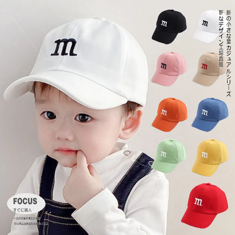 Children\'s Kids Baseball Cap for Girl Boy Spring Summer Baby Sun Hat M Letter Embroidered Toddler Peaked Caps кепка 아기모자