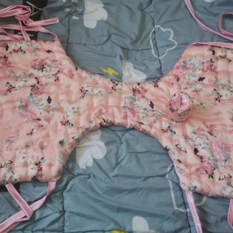 Мужской сексуальный розовый глянцевый шелковистый комбинезон с цветочным принтом на сенсорных бретелях, хлопковый пышный теплый ABDL, топ на бретельках, трусы, боди ручной работы