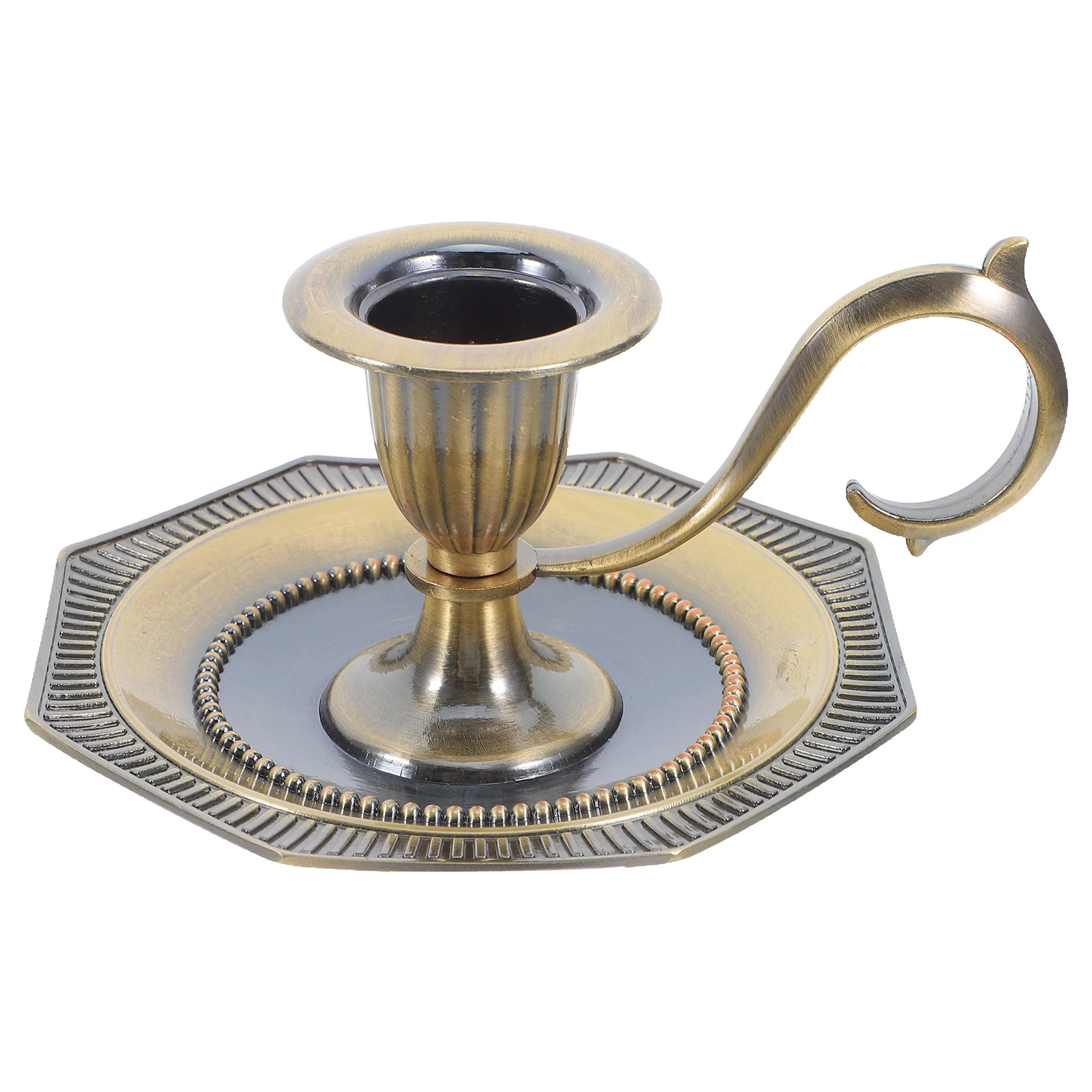 

Retro Candlestick Plate Zinc Alloy Holders Elegant Design Longlasting Material Versatile Home Decor Romantic Dinner Table