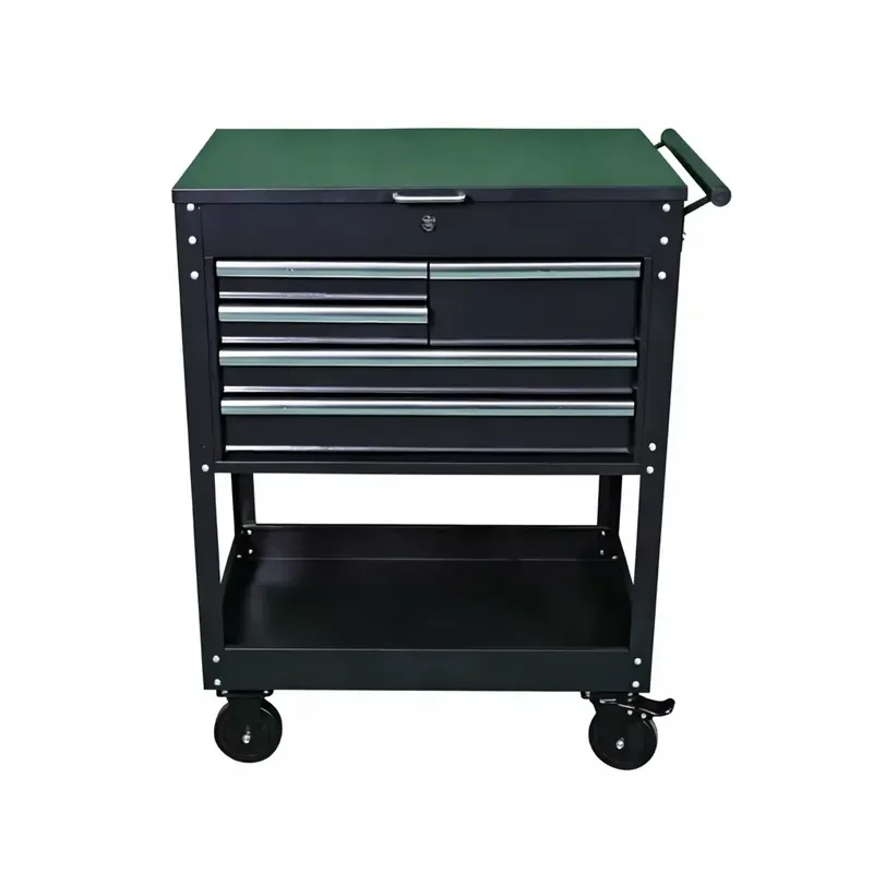 Heavy 5 Drawer Tool Cart with Clamshell Design and Open Shelf, Removable Mobile Storage for On-Site Auto Repair Services