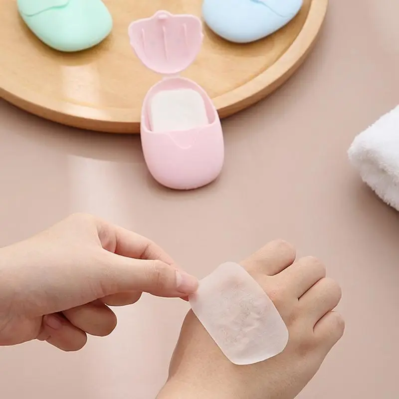 150pcs Disposables Portable Cleaning Soap Paper لطيف كرتون ورق سفر صابون لأجهزة الصابون لألواح صابون السفر في الهواء الطلق n2ud